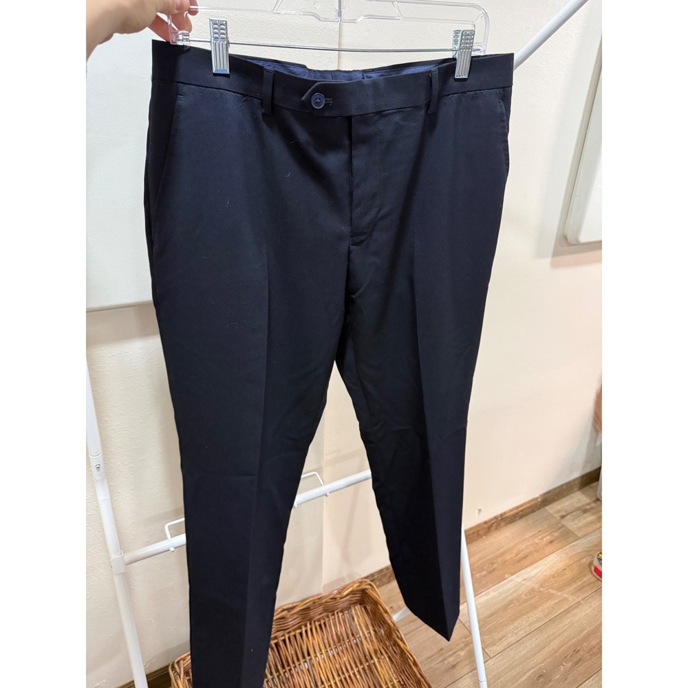 Tommy Hilfiger Mens Navy Blue Dress Pants Flat Front Stretch Trousers 34W x 30L